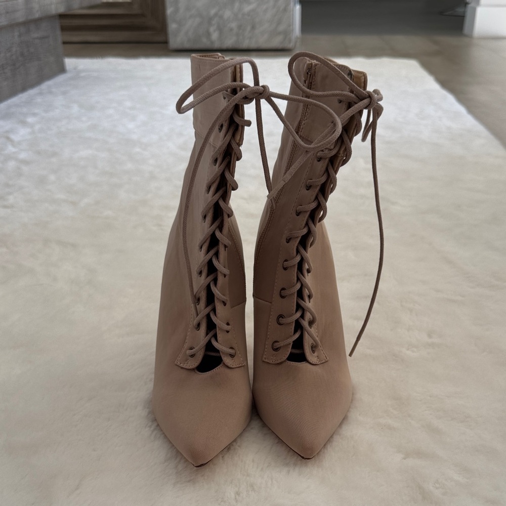 Miss Lola Nude Lace-Up Boots